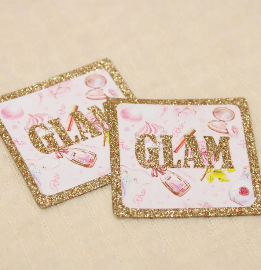 Нашивка из глитера "Glam" 45*45 мм золотого цвета-1