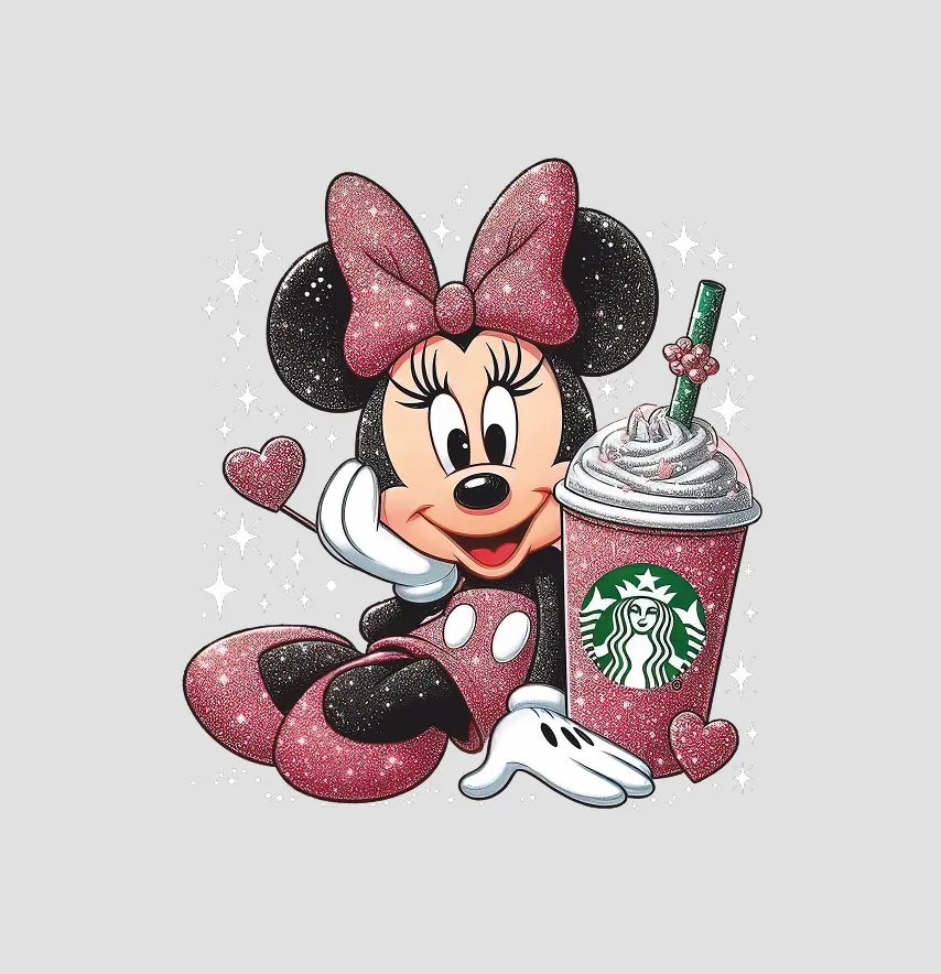 Термонаклейка "Minnie" старбакс с блестками 16,5*19 см-0