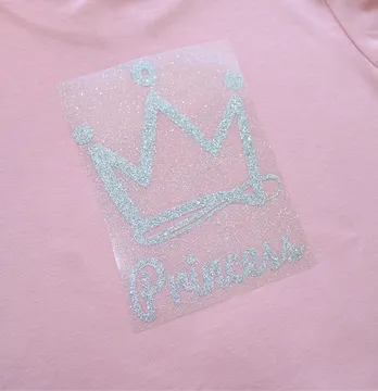 Термоаппликация из глитера "Корона Princess" 20*11,5 см серебряного цвета