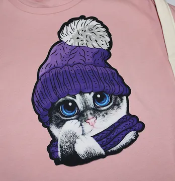 Нашивка тканевая фигурная "Кот в шапке" 22*15 см