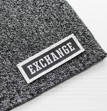 Нашивка из глитера "Exchange" 60*20 мм серебряного цвета