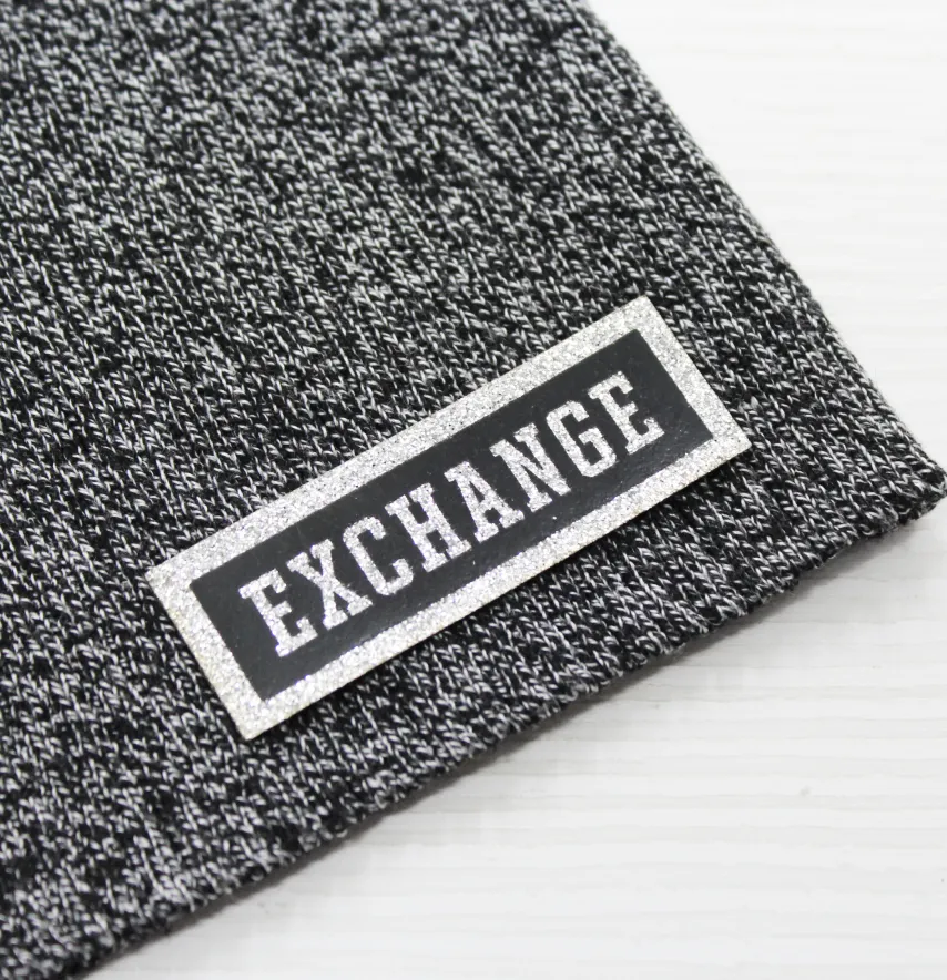 Нашивка з глітеру "Exchange" 60*20 мм срібного кольору-0
