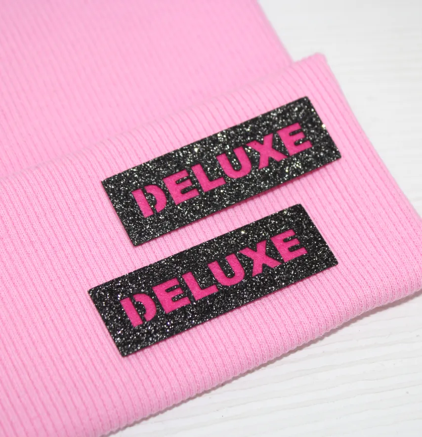 Нашивка из глитера "Deluxe" 60*20мм розового цвета-1