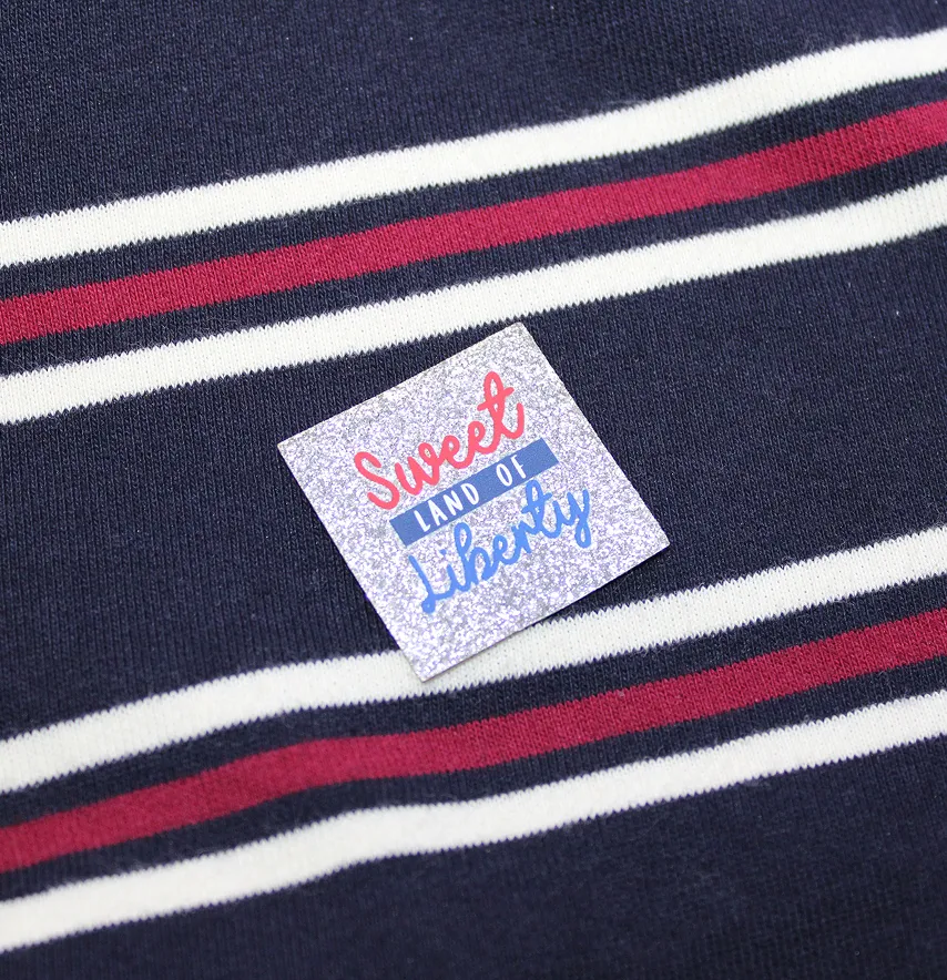 Нашивка из глитера "Sweet liberty" 40*40 мм серебряного цвета-2
