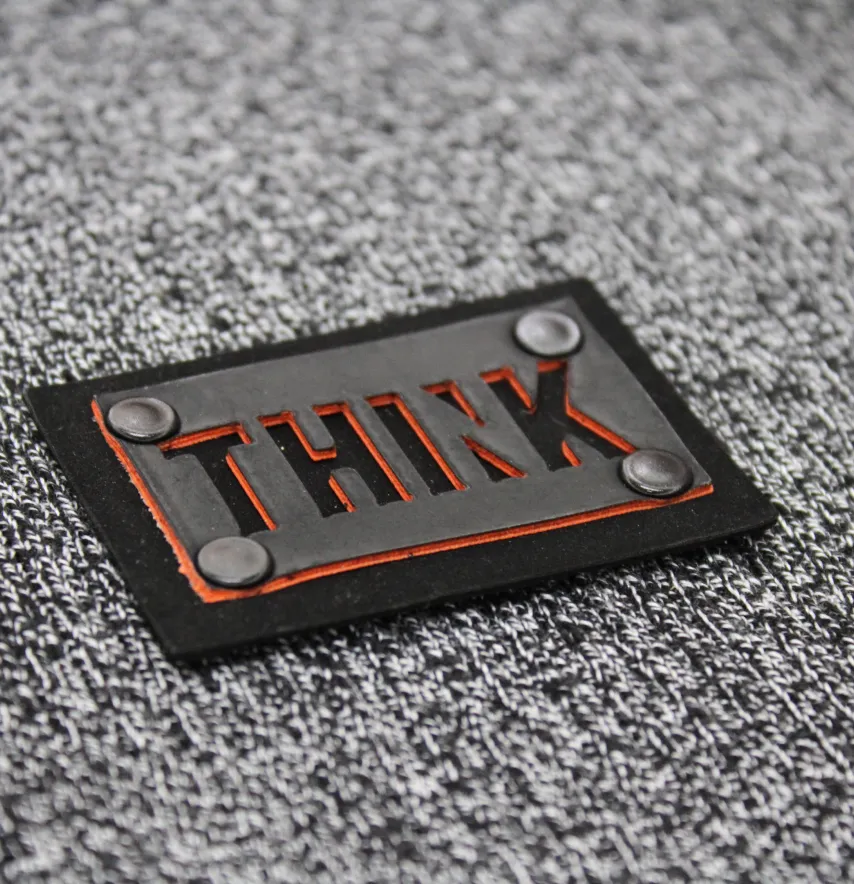Нашивка "Think" 60*40 мм чорно-помаранчового кольору-1