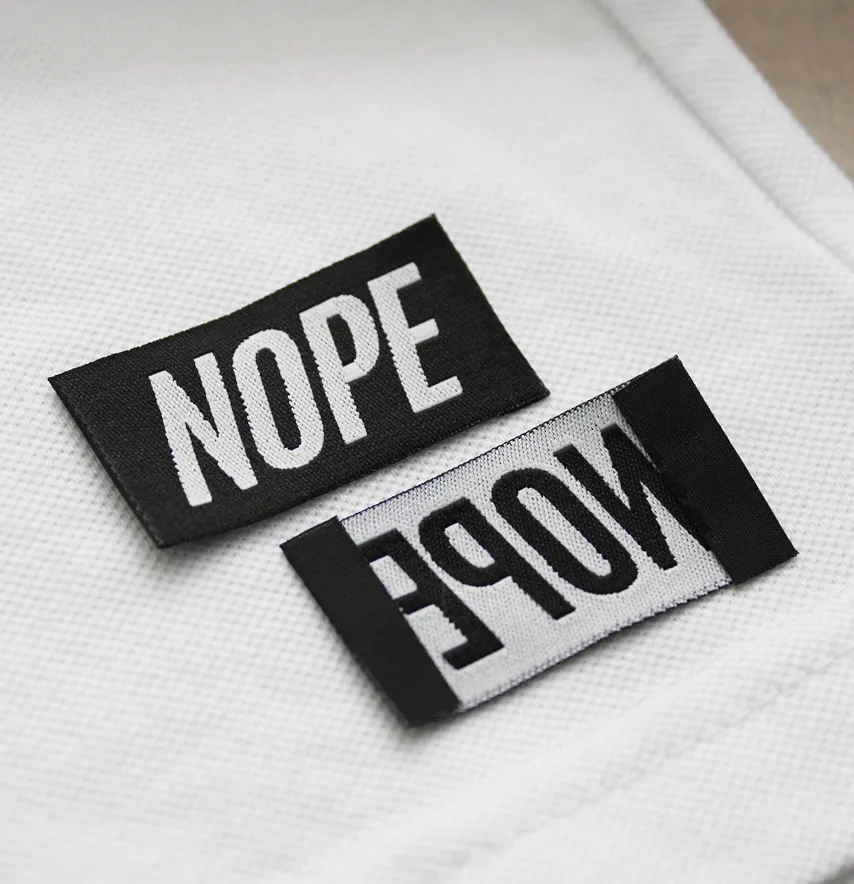 Бирка жакардовая "Nope" черного цвета 45*25 мм-3