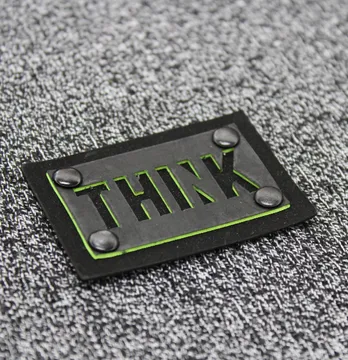 Нашивка "Think" 60*40 мм чорно-салатового кольору