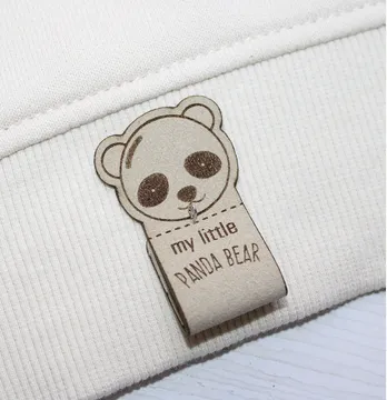 Нашивка "My little PANDA BEAR" 32*75 мм оливкового кольору