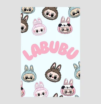 Термонаклейка "Labubu" на голубом 14,5*22 см