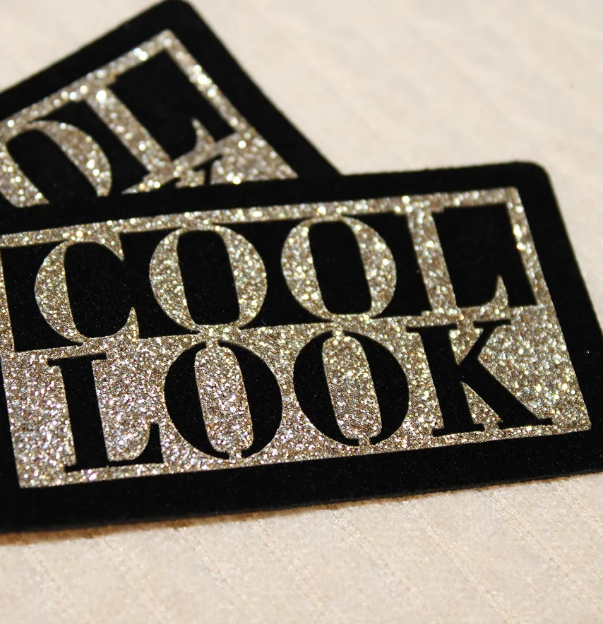 Нашивка з глітеру "Cool look" 75*45 мм золотого кольору-2