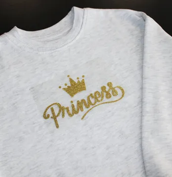 Термоаппликация из глитера "Princess" с короной 14*8 см золотого цвета