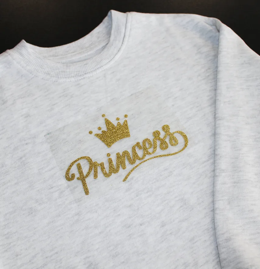 Термоаппликация из глитера "Princess" с короной 14*8 см золотого цвета-0