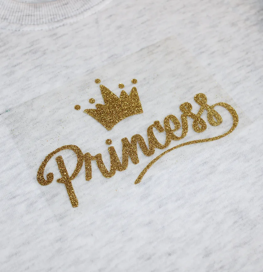 Термоаппликация из глитера "Princess" с короной 14*8 см золотого цвета-1