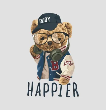 Термонаклейка "Мишка" happier 14,5*23 см