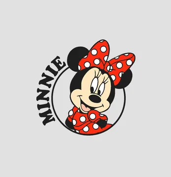Термонаклейка "Minnie" красный бант в горох 7*7 см