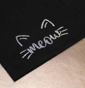 Термоаппликация из глитера "Meow" 3,5*7 см