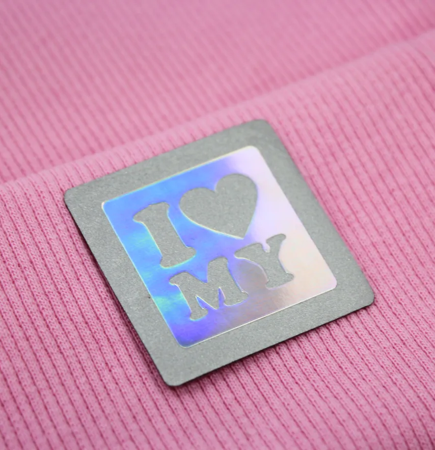 Нашивка светоотражающая "I love my" 40*40 мм с голограммой-1
