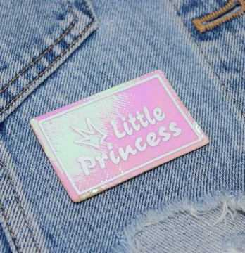 Нашивка светоотражающая "Little princess" 60*40 мм розового цвета
