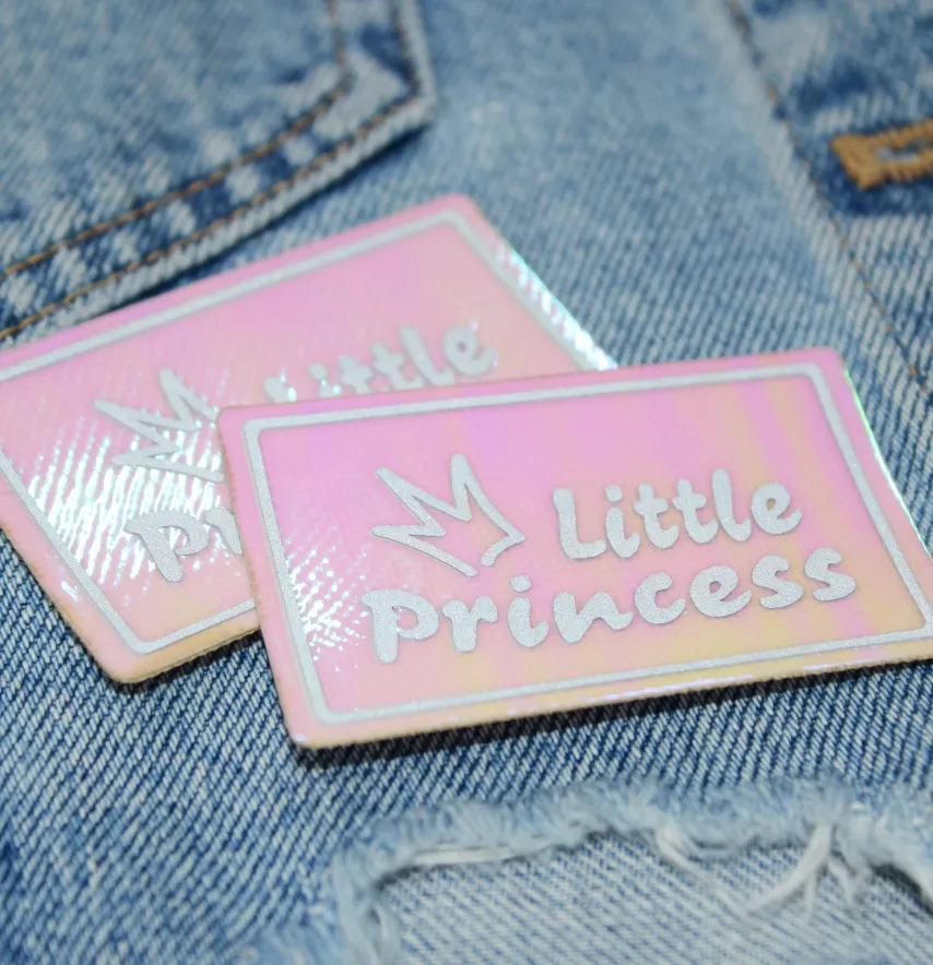Нашивка світловідбивна "Little princess" 60*40 мм рожевого кольору-1