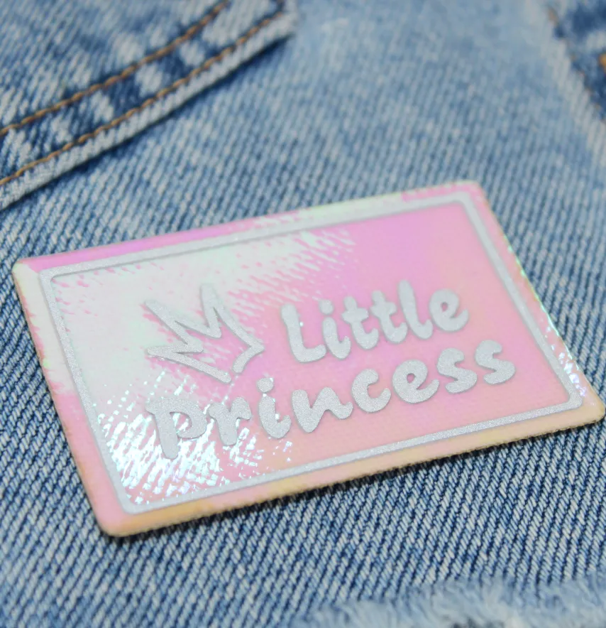 Нашивка світловідбивна "Little princess" 60*40 мм рожевого кольору-2