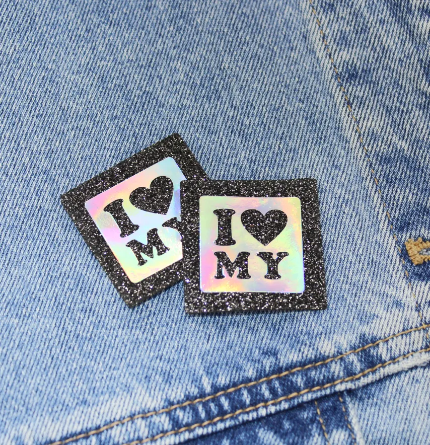 Нашивка з глітеру "I love my" 40*40 мм -2