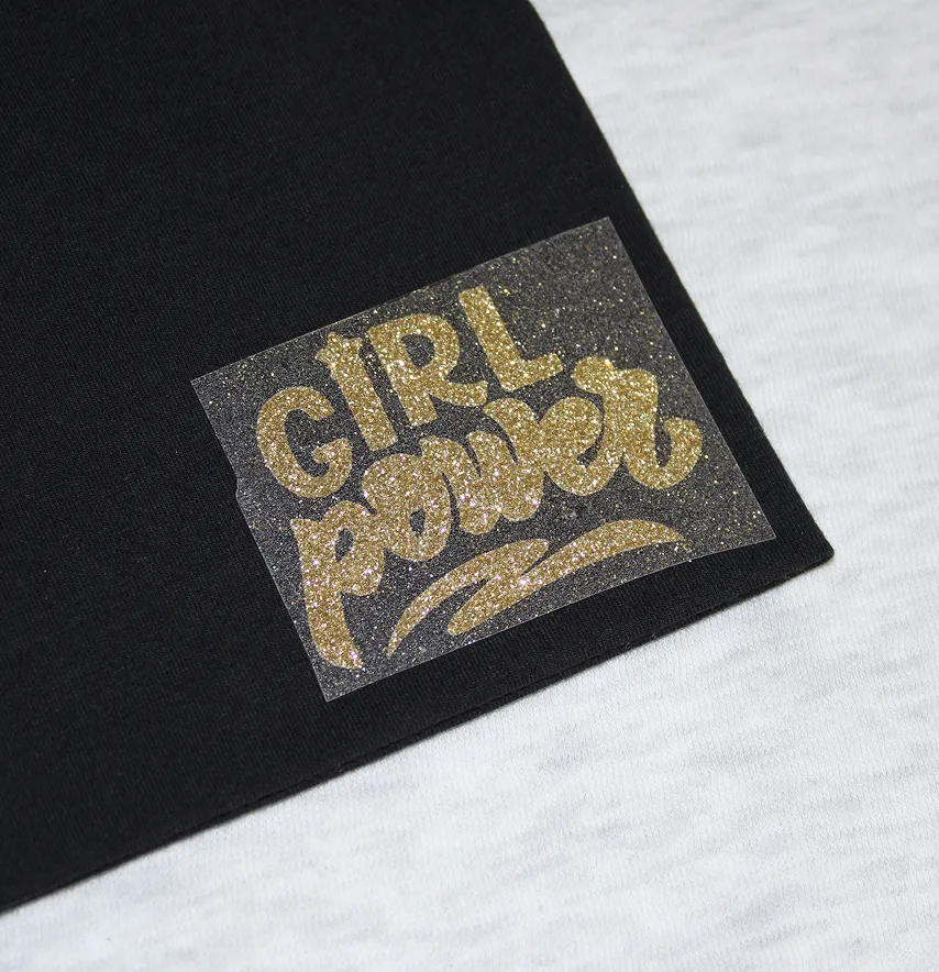 Термоаппликация из глитера "Girl power" 4,8*6 см золотого цвета-0