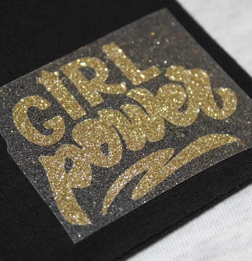 Термоаппликация из глитера "Girl power" 4,8*6 см золотого цвета-1
