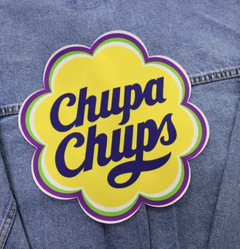 Нашивка тканева фігурна "Chupa Chups" з синім 23*23 см