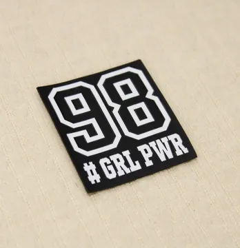 Нашивка "98 Girl Power" 45*50мм черного цвета с белой надписью