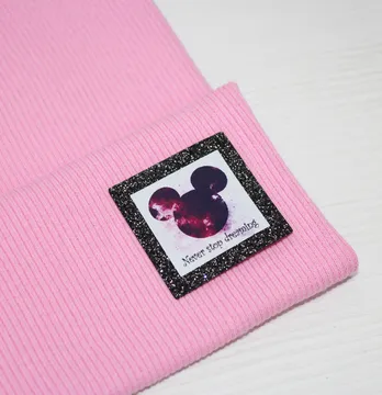 Нашивка з глітеру "Mickey" never stop 40*40 мм чорного кольору