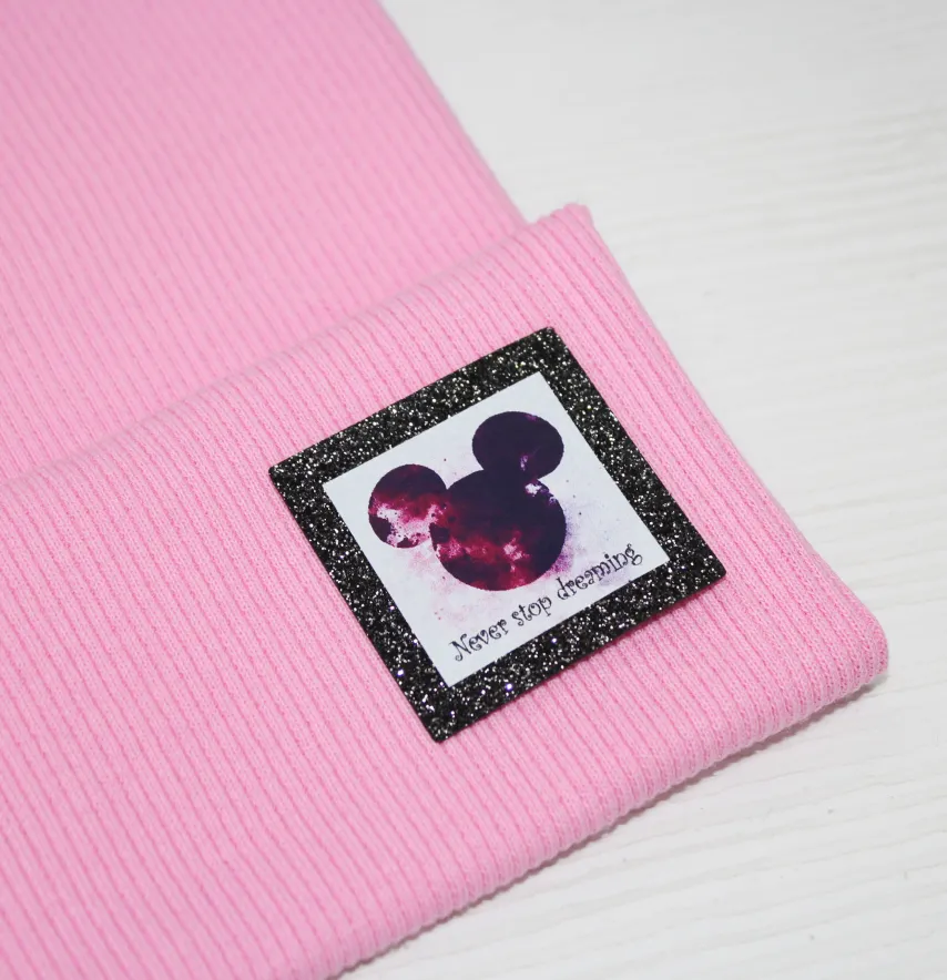 Нашивка з глітеру "Mickey" never stop 40*40 мм чорного кольору-0
