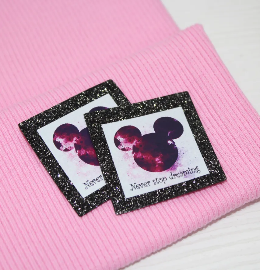 Нашивка з глітеру "Mickey" never stop 40*40 мм чорного кольору-1