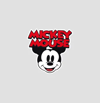 Термонаклейка "Mickey Mouse" красная надпись 5*5 см