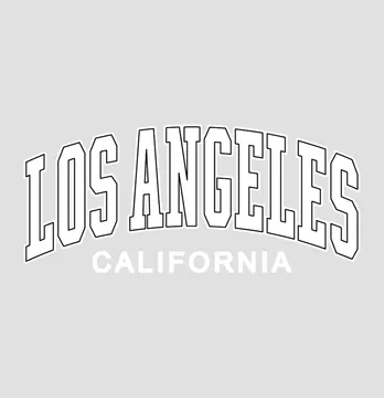 Термонаклейка "Los Angeles" 25*11 см белого цвета с черным контуром