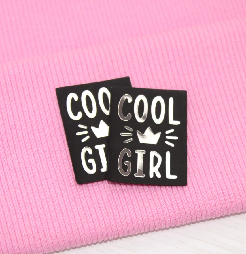Нашивка "Cool girl" 40*30мм черного цвета с серебром-1