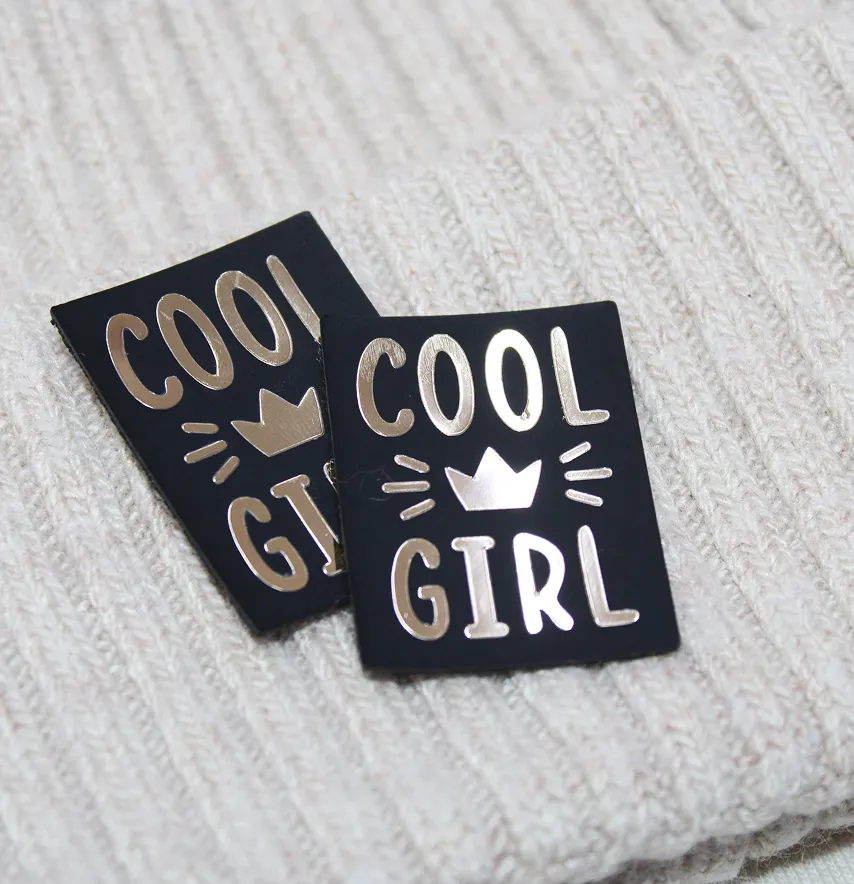 Нашивка "Cool girl" 40*30мм черного цвета с золотом-2