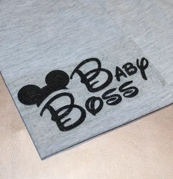 Термоаплікація з глітеру "Baby boss" 6*12 см чорного кольору