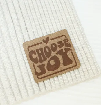 Нашивка "Choose joy" 40*35 мм пісочного кольору