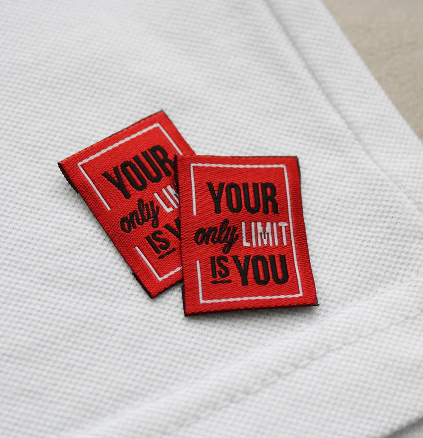 Бирка жакардова "Your limit" 25*30 мм червоного кольору-2