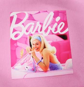 Нашивка тканевая "Barbie" 20*23 см розового цвета