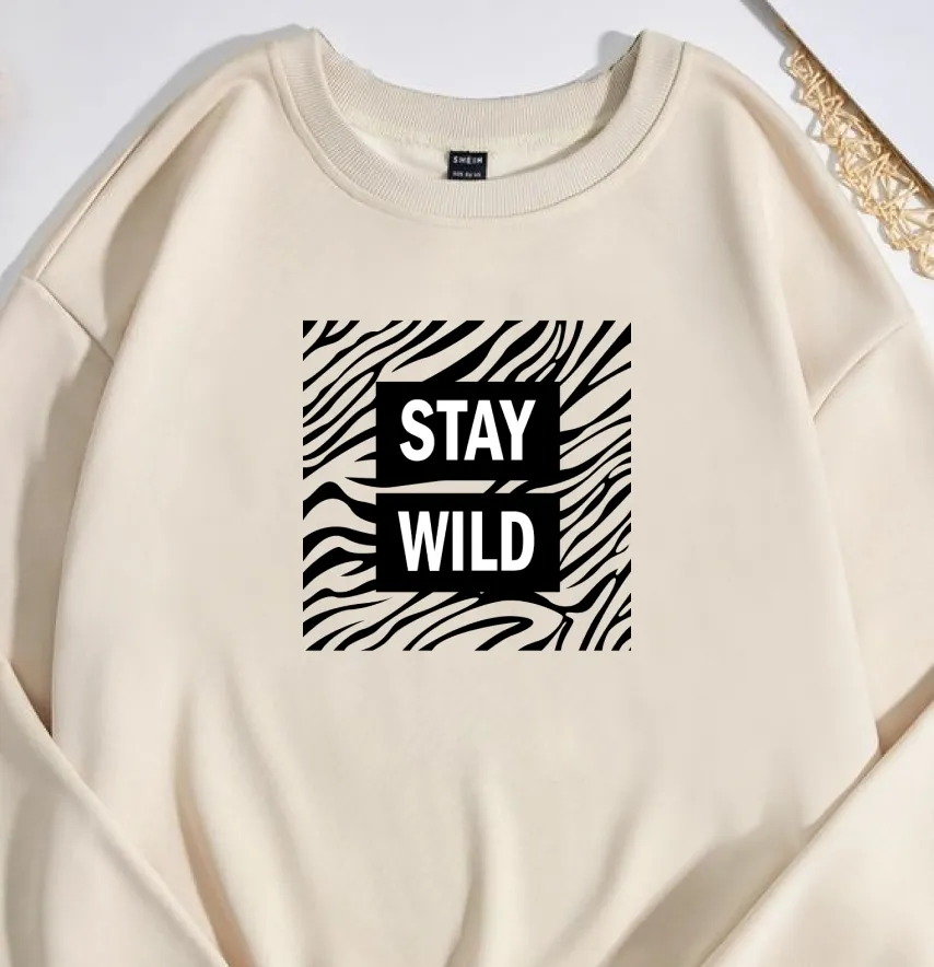 Термонаклейка "Stay wild" 19,5*19,5 см черного цвета-1