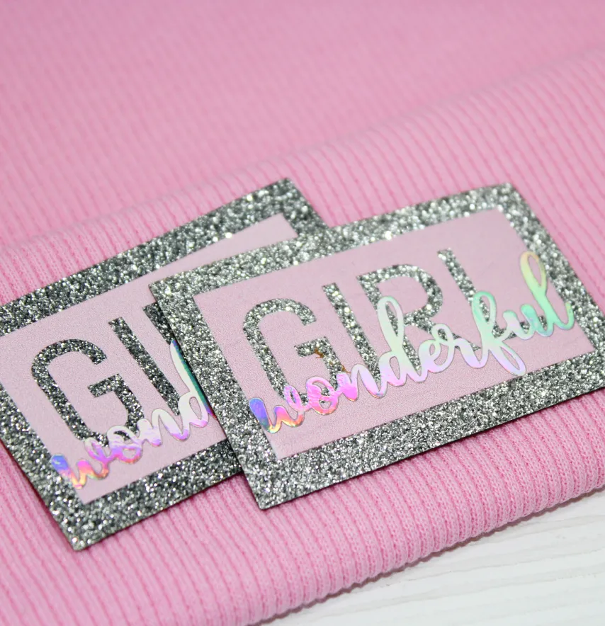 Нашивка з глітеру "Girl wonderful" 60*40 мм-1