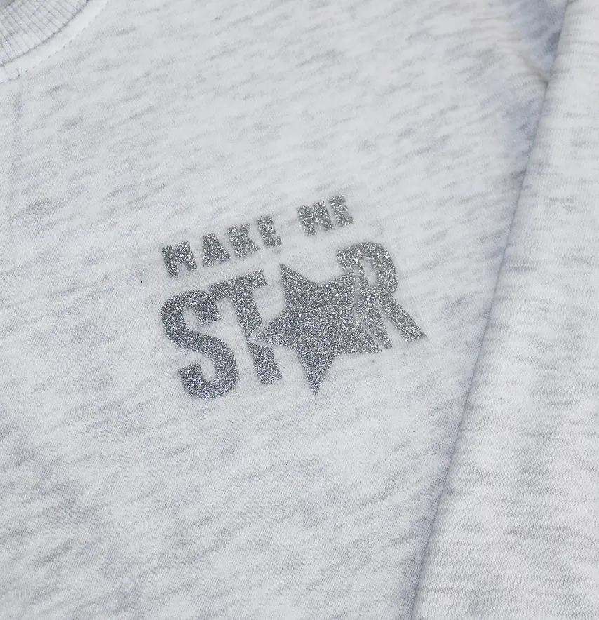 Термоаплікація з глітеру "Make me star" 5,5*7 см срібного кольору-1