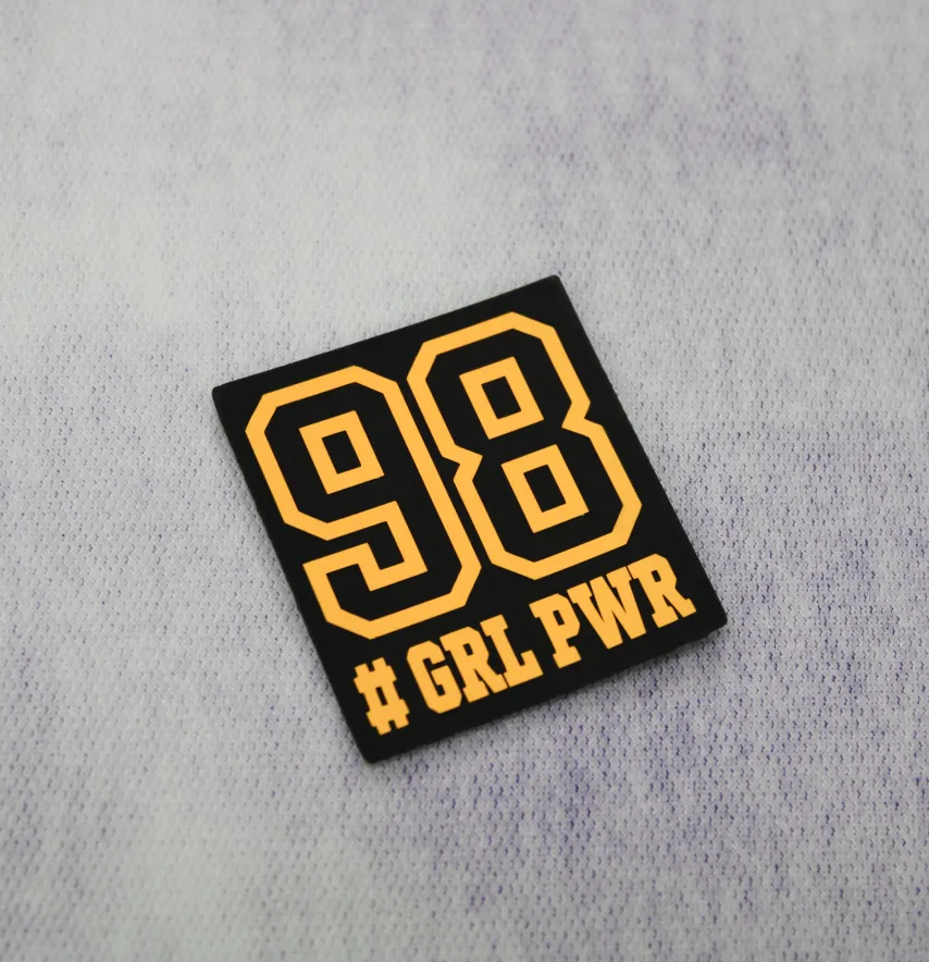 Нашивка "98 Girl Power" 45*50 мм чорного кольору з помаранчевим написом-0