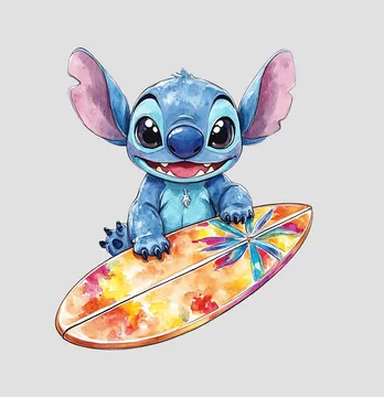 Термонаклейка "Stitch" с серфом 16*19 см