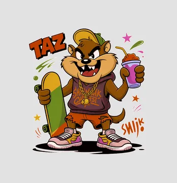 Термонаклейка "TAZ" со скейтом 17,5*19 см