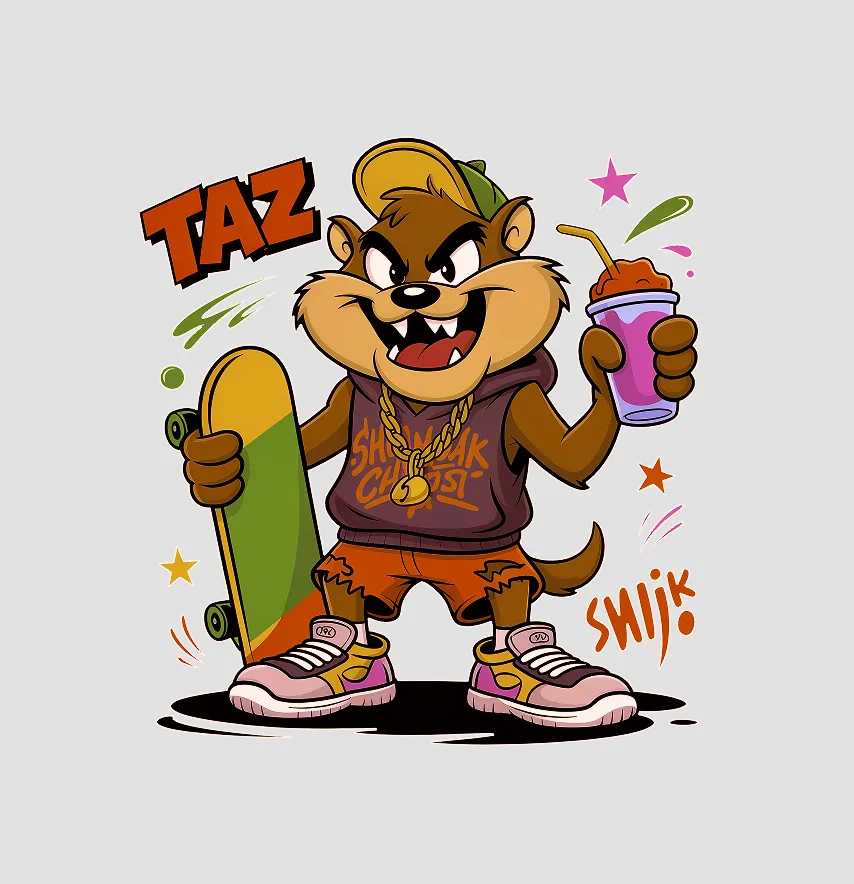 Термонаклейка "TAZ" со скейтом 17,5*19 см-0