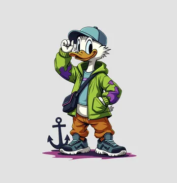 Термоапликация "Donald Duck с якорем"13,5*19 см