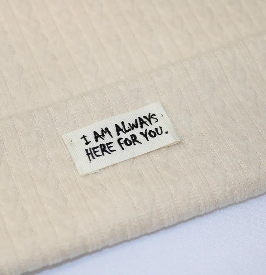 Нашивка из хлопка "I'm always here for you" заутюженные края 60*20 мм-1