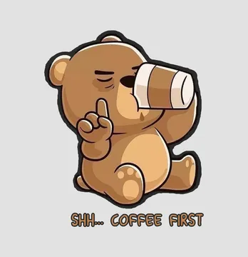 Термоапликация "Мишка с кофе" shh...coffee first 16*19 см